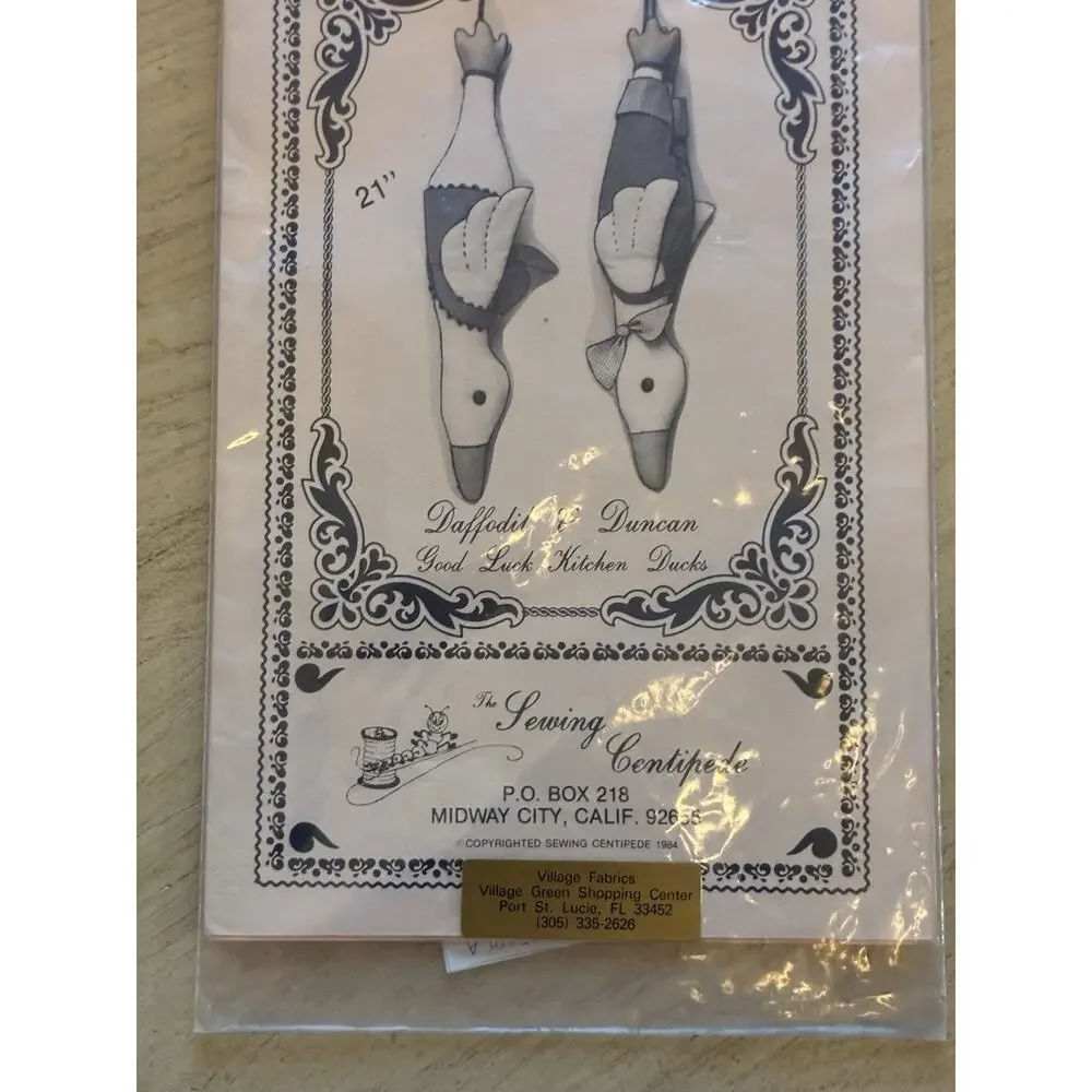 VTG 1984 Daffodil & Duncan Good Luck Kitchen Ducks Sew Pattern Sewing Centipede